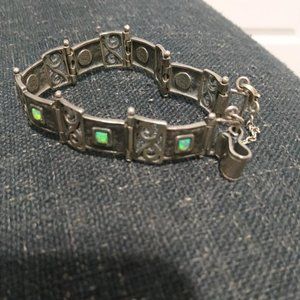 925 Sterling Silver Vintage Mediterranean bracelet with opalite.